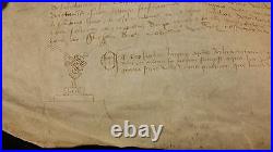 1482 Very Large Signed Parchment Epoch LOUIS XI HANDSCHRIFT AUF PERGAMENT