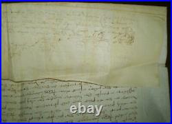 1584, Large Antique Original Handwritten Manuscript On Vellum, Signed With Seal