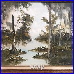 18 X 24 Miriam Ragan Vintage Framed Painting New Orleans Louisiana Swamp Bayou