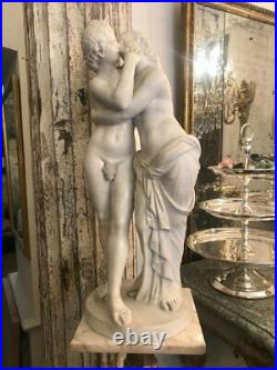 19c Amazing Antique Carrara Marble Sculpture Kiss Signed 188s Large