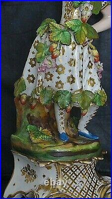 (2) Jacob Petit Antique Large 19c French Porcelain Figurines Ex. Fine SIGNED JP