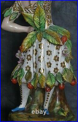 (2) Jacob Petit Antique Large 19c French Porcelain Figurines Ex. Fine SIGNED JP