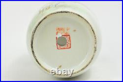 20th Chinese PRC Large 12 Handpainted Fencai Porcelain Rouleau Vase