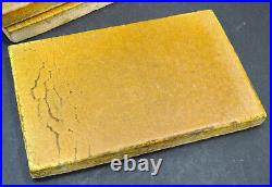 5 Large GRUEBY POTTERY Antique ARTS CRAFTS Mustard Brown FIELD TILES Tile SIGNED