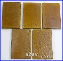 5 Large GRUEBY POTTERY Antique ARTS CRAFTS Mustard Brown FIELD TILES Tile SIGNED