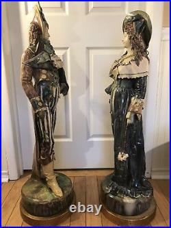 A Pair Of Large Antique Ceramic Figures, Signed Eug. Ladreyt, France Circa 1880