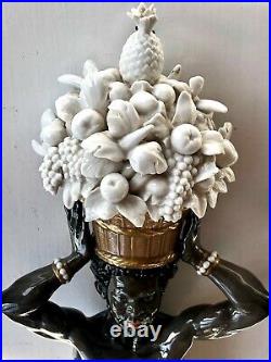 ALGORA Porcelain Large 63 cm Blackamoor Figural Wall Vase Signed