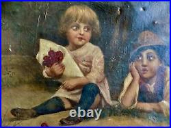 ANTIQUE OIL PAINTING ON CANVAS SIGNED PAINTING NEEDS SOME RESTORATION 38 x 25