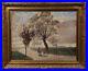 American Large Antique Oil Painting Mountain Trees Forest Landscape signed