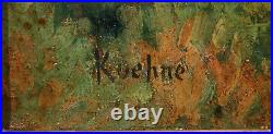 American Large Expressionistic Landscape Antique Oil Painting signed