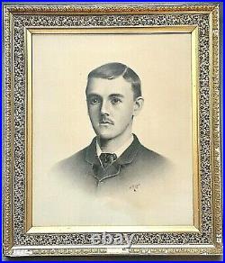 Americana 19th Century Photo-Crayotypes Signed H. P Lane 1884 Man Portrait