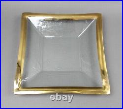 Annieglass Signed Roman Antique Gold Large 11.5 Square Platter Tray Dish Bowl