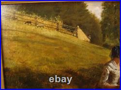 Antique 1854 James C Hook Market Morning O/B Landscape Painting