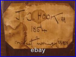 Antique 1854 James C Hook Market Morning O/B Landscape Painting