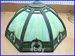 Antique 1920's Signed Miller Curved Slag Glass Table Lamp Beautiful, No Reserve