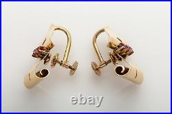 Antique 1940s RETRO Signed Cartier Natural RUBY Screwback Earrings RARE LARGE