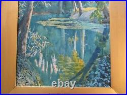 Antique 19th Century Painting By Fournerie Impressionist 1890's Landscape Signed