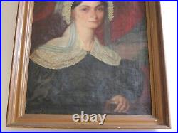 Antique 19th Century Painting Portrait Large Female Woman Model Signed 1830's