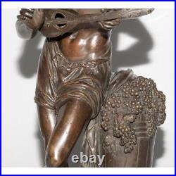 Antique 19th French Large Figurine Bronze Grape picker signed DURET