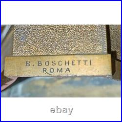 Antique 19th Italy Pair of Bronze Candlesticks Signed B. BOSCHETTI