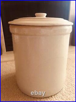 Antique 5 Gallon STONEWARE CROCK WITH LID Large Stone Canister Vat SIGNED YORK