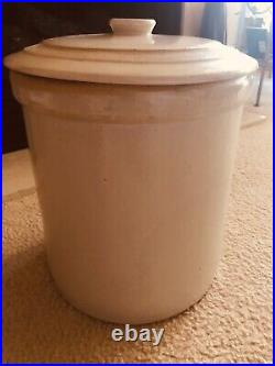 Antique 5 Gallon STONEWARE CROCK WITH LID Large Stone Canister Vat SIGNED YORK