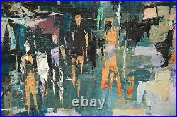 Antique Abstract European City Street Scene View Oil Painting Decorative