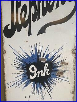 Antique Advertising, Large 1940s Enamel Sign for Stephens' Ink / Shop Display