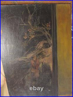 Antique American Impressionist Painting Nude Lady Oriental Chinese Background Ny