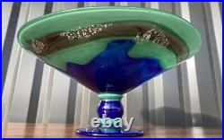 Antique Andre Delatte Large Fruits Cup Bowl French Art Glass Nancy Signed 20th C