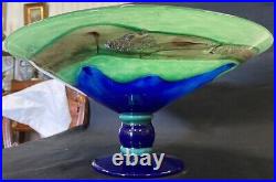 Antique Andre Delatte Large Fruits Cup Bowl French Art Glass Nancy Signed 20th C