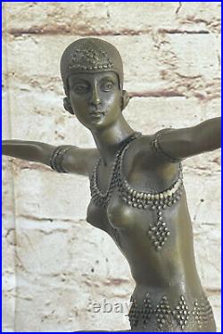 Antique Art Deco Bronze Sculpture Testris Belly Dancer Signed DH Chiparus LRG