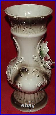 Antique Beautiful Capodimonte Porcelain Large 15 Vase / Urn Signed Italy Roses