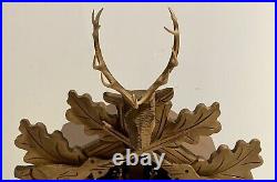 Antique Black Forest Hunter Large H-Carved German Limetree Cuckoo Clock Working