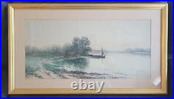 Antique British Lakeside WithC Painting Signed by Listed Artist S Mulholland