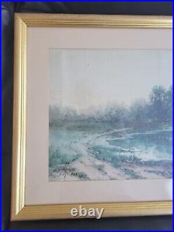 Antique British Lakeside WithC Painting Signed by Listed Artist S Mulholland