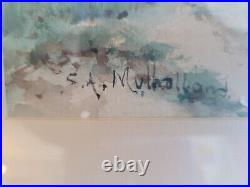 Antique British Lakeside WithC Painting Signed by Listed Artist S Mulholland