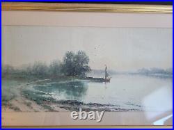 Antique British Lakeside WithC Painting Signed by Listed Artist S Mulholland