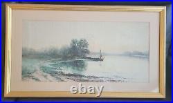 Antique British Lakeside WithC Painting Signed by Listed Artist S Mulholland