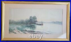 Antique British Lakeside WithC Painting Signed by Listed Artist S Mulholland