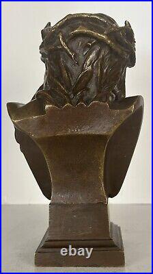 Antique Bronze Bust Sculpture CHRIST signed E. Marioton (French, 1857 1933)