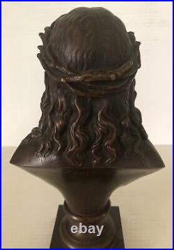 Antique Bronze Bust of JESUS CHRIST signed by J. BULIO (French 1827 1911)
