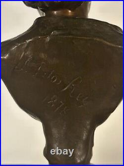 Antique Bronze Bust titled FLOR AGRESTE signed A. Soares Dos Reis (1847 1889)