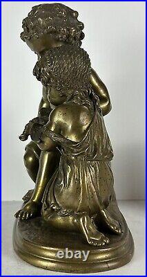 Antique Bronze Sculpture Boy and a Girl signed Mathurin Moreau (1822 1912)