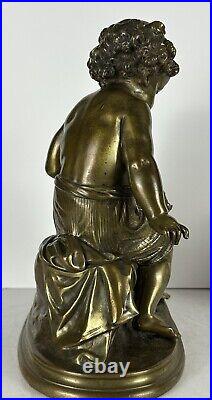 Antique Bronze Sculpture Boy and a Girl signed Mathurin Moreau (1822 1912)