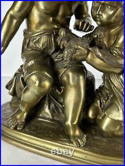 Antique Bronze Sculpture Boy and a Girl signed Mathurin Moreau (1822 1912)