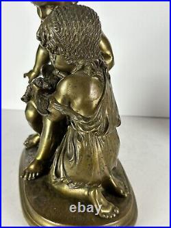 Antique Bronze Sculpture Boy and a Girl signed Mathurin Moreau (1822 1912)