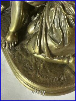 Antique Bronze Sculpture Boy and a Girl signed Mathurin Moreau (1822 1912)