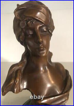Antique Bronze Woman's Bust signed Emmanuel Villanis titled Mille et Une Nuits