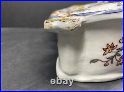Antique Ceramic LARGE French Wall Pocket Letter Holder Hand Painted Signed